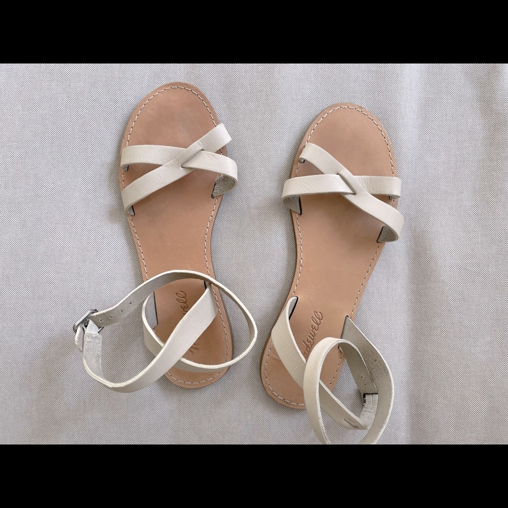 Madewell Cream Leather Sandals, 7.5